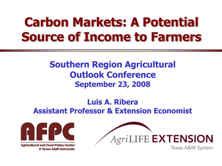 carbon markets a potential source of income to farmers