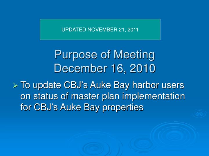 purpose of meeting december 16 2010
