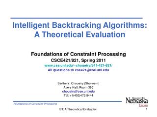 Foundations of Constraint Processing CSCE421/821, Spring 2011