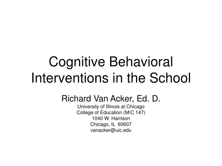 cognitive behavioral interventions in the school