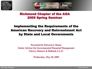 Richmond Chapter of the AGA 2009 Spring Seminar