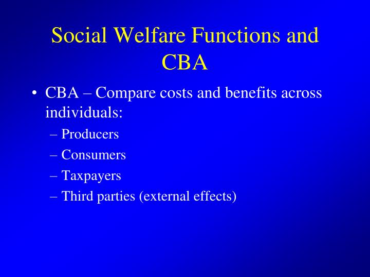 social welfare functions and cba