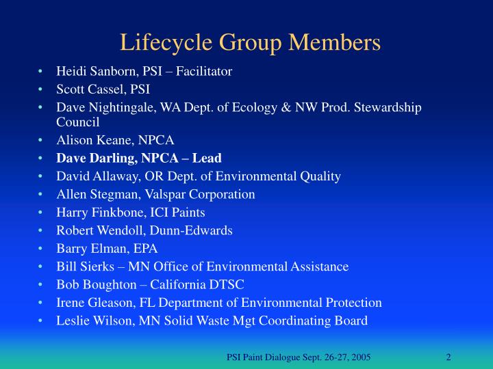 lifecycle group members