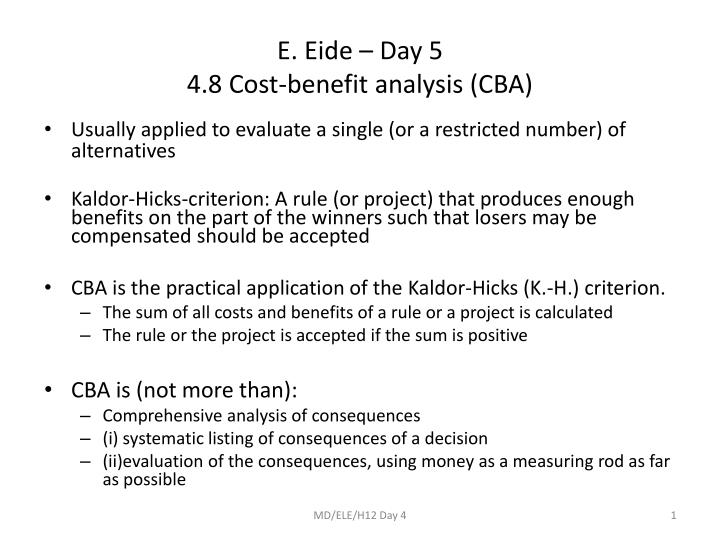 e eide day 5 4 8 cost benefit analysis cba