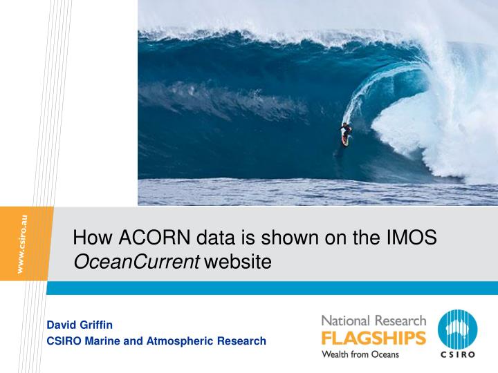 how acorn data is shown on the imos oceancurrent website
