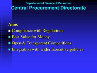 Department of Finance &amp; Personnel Central Procurement Directorate