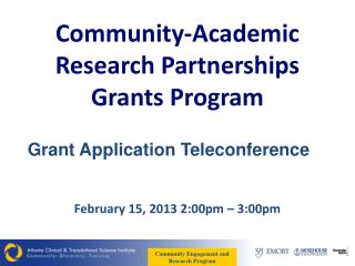 Community-Academic Research Partnerships Grants Program