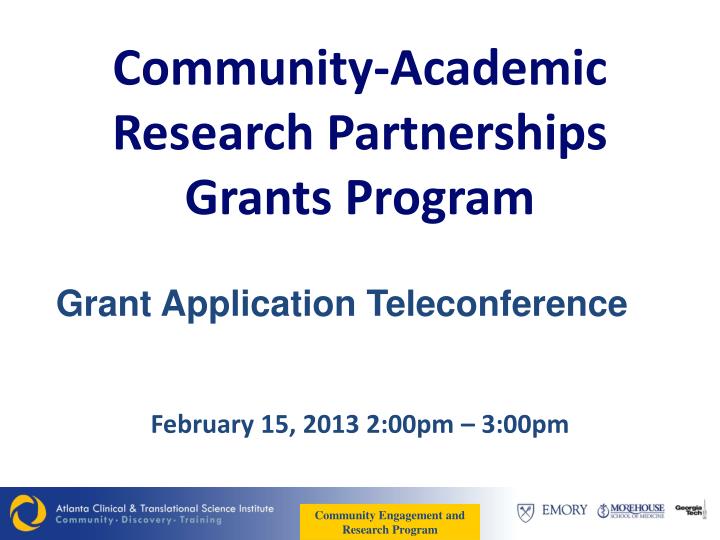 community academic research partnerships grants program