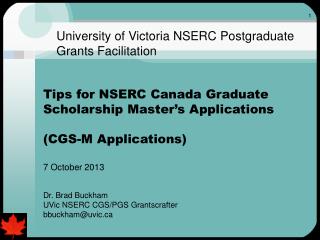 University of Victoria NSERC Postgraduate Grants Facilitation