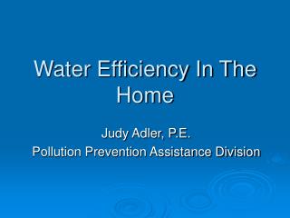 Water Efficiency In The Home