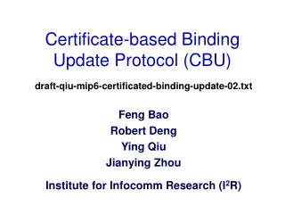 Certificate-based Binding Update Protocol (CBU)