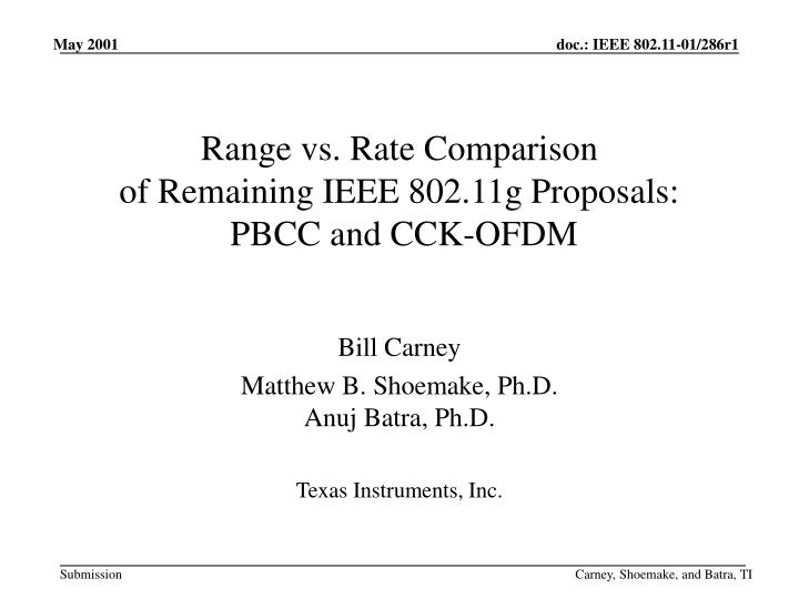 range vs rate comparison of remaining ieee 802 11g proposals pbcc and cck ofdm