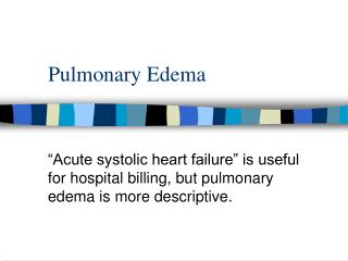 Pulmonary Edema