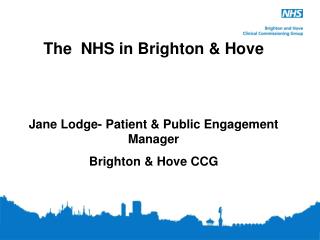 The NHS in Brighton &amp; Hove Jane Lodge- Patient &amp; Public Engagement Manager