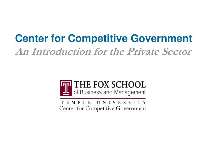 center for competitive government