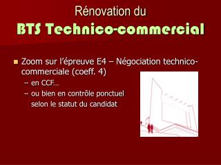 r novation du bts technico commercial