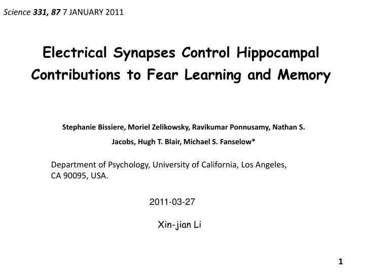 electrical synapses control hippocampal contributions to fear learning and memory