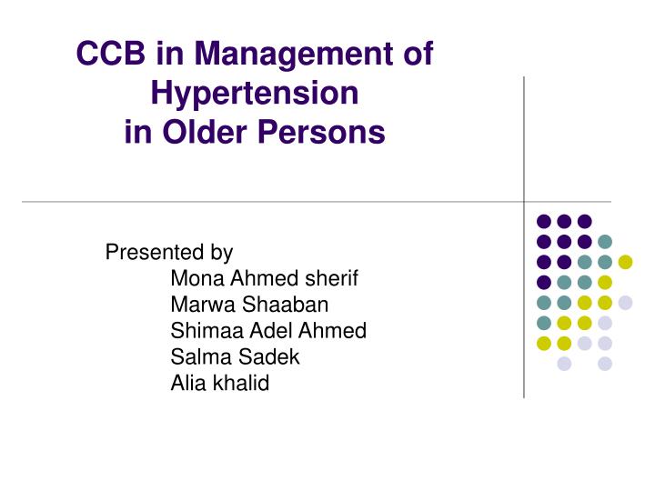 ccb in management of hypertension in older persons