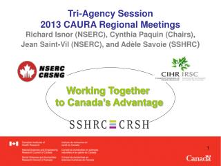 Tri-Agency Session 2013 CAURA Regional Meetings Richard Isnor (NSERC), Cynthia Paquin (Chairs),
