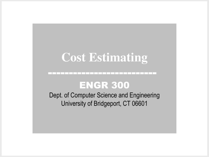 cost estimating
