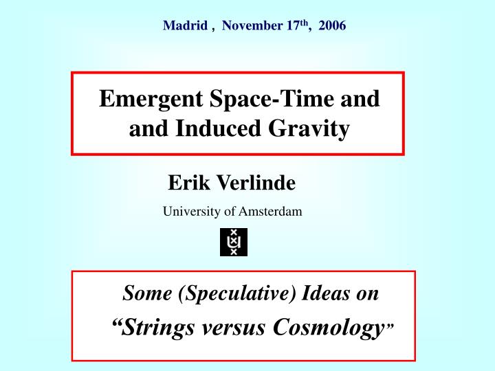 emergent space time and and induced gravity