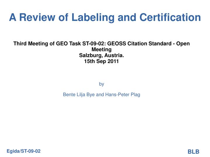 a review of labeling and certification