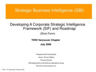 Strategic Business Intelligence (SBI)