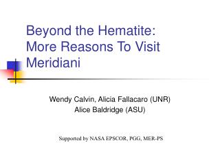 Beyond the Hematite: More Reasons To Visit Meridiani