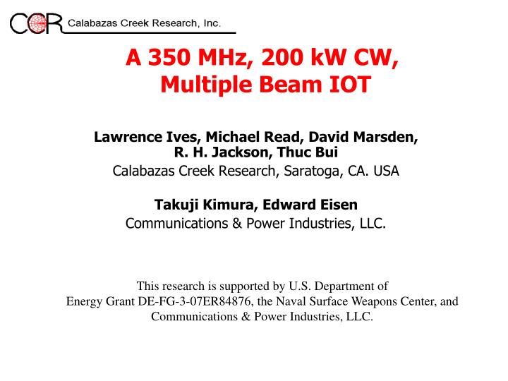 a 350 mhz 200 kw cw multiple beam iot