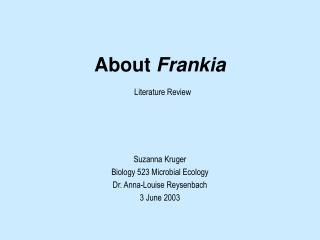 About Frankia Literature Review