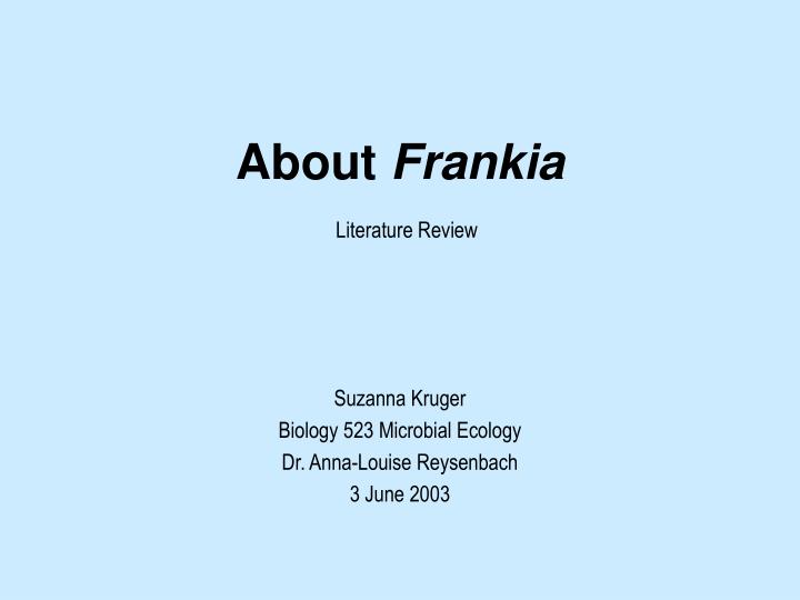 about frankia literature review