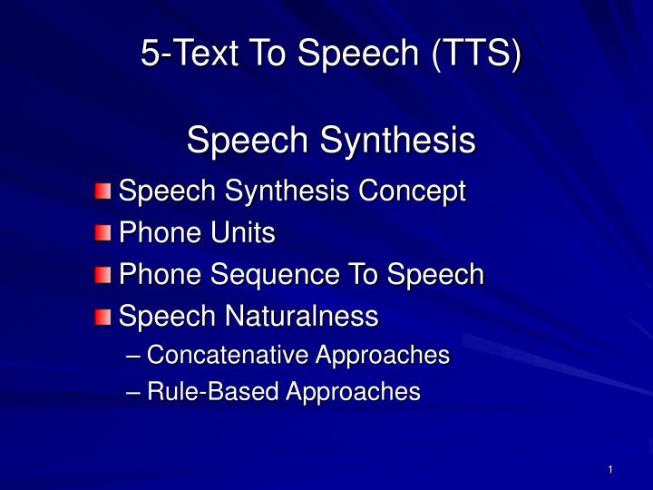 5 text to speech tts speech synthesis