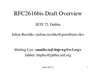 RFC2616bis Draft Overview