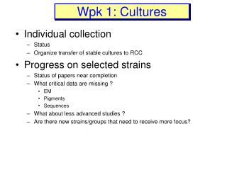 Wpk 1: Cultures