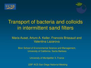 Transport of bacteria and colloids in intermittent sand filters