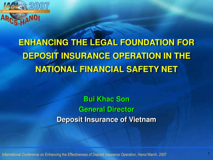 enhancing the legal foundation for deposit insurance operation in the national financial safety net