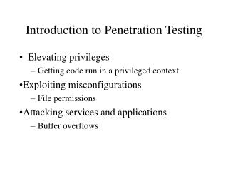 Introduction to Penetration Testing