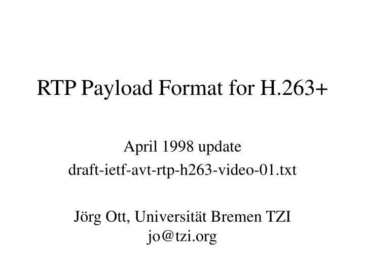 rtp payload format for h 263