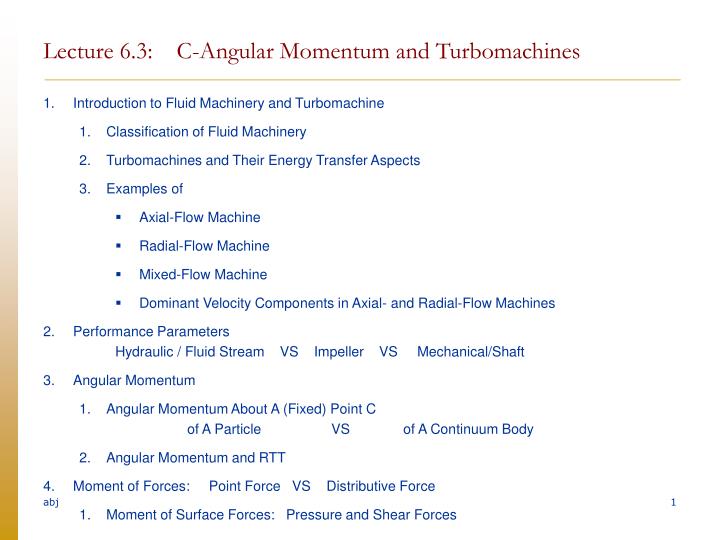 lecture 6 3 c angular momentum and turbomachines