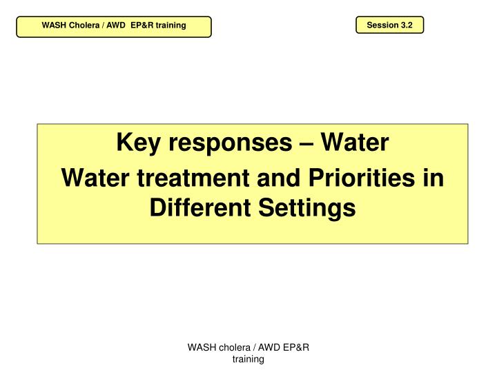 key responses water water treatment and priorities in different settings