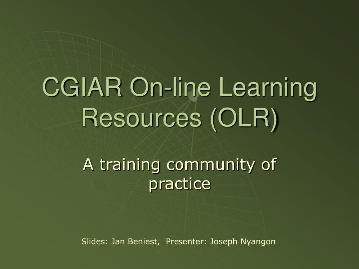 cgiar on line learning resources olr
