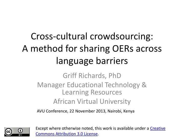 cross cultural crowdsourcing a method for sharing oers across language barriers
