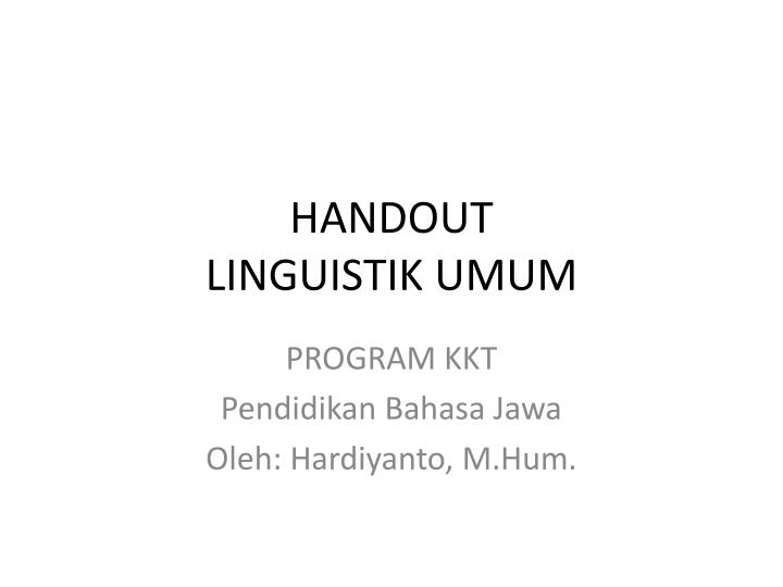 handout linguistik umum