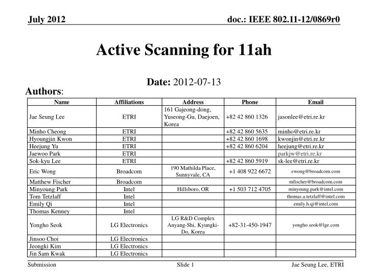 active scanning for 11ah