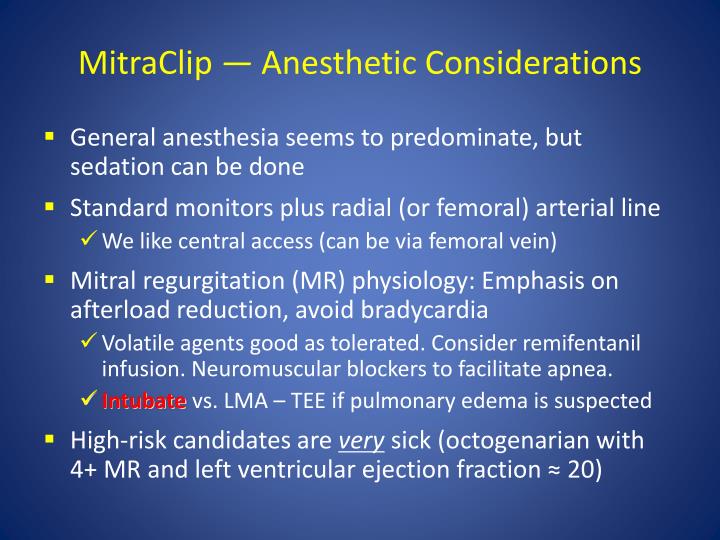 mitraclip anesthetic considerations