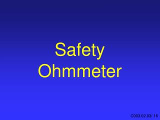 Safety Ohmmeter