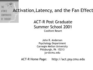 Activation,Latency, and the Fan Effect ACT-R Post Graduate Summer School 2001 Coolfont Resort