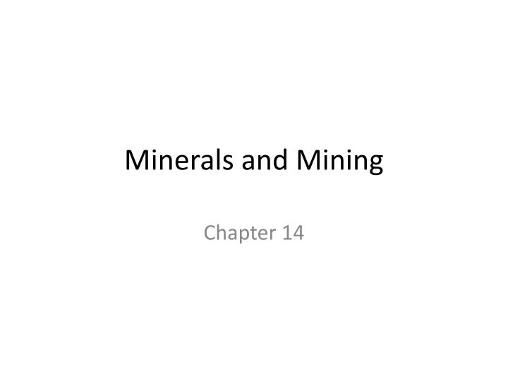 minerals and mining