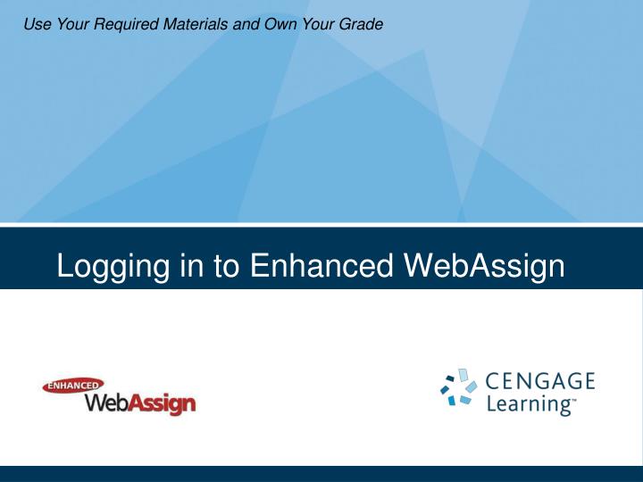 logging in to enhanced webassign