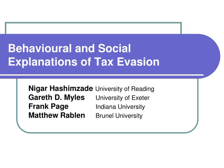 behavioural and social explanations of tax evasion
